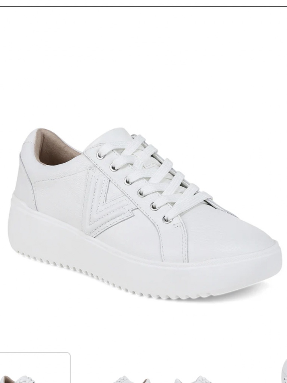 Vionic Kearny White Leather Lace Up Casual Sneakers Sz 7 Wide Worn 1X LKNW!